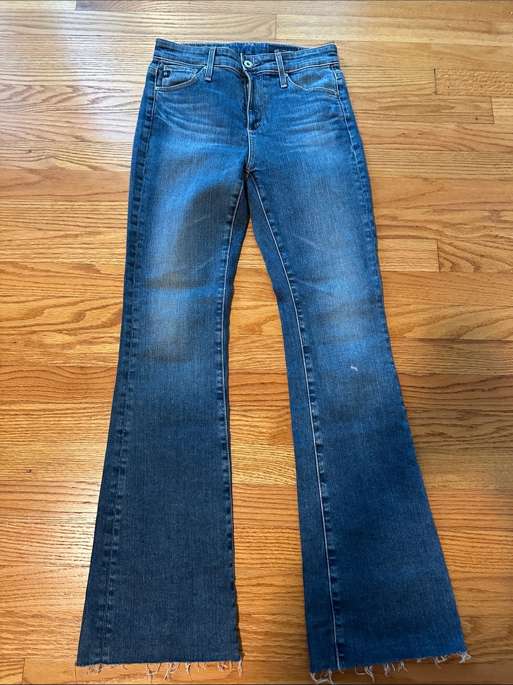 Women's Dark Blue Flare Jeans - pClassic High-Rise Stretch